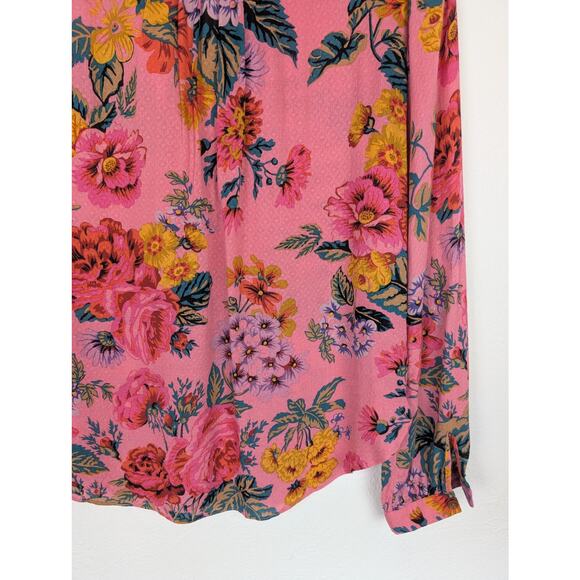 Anthropologie Maeve Top Manifold Button Down Shirt Floral Boho Pink Size 8 - Picture 10 of 15